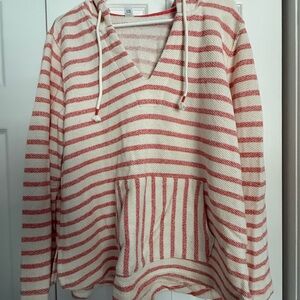 Old Navy Striped Hooded Pullover in Cream and Coral